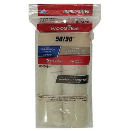 Wooster 6-1/2" Mini Paint Roller Cover, 1/2" Nap Nap, Knit Fabric RR305